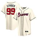 A.Braves #99 Spencer Strider Player Cream Home Game Ldoa Stitched Jerseys
