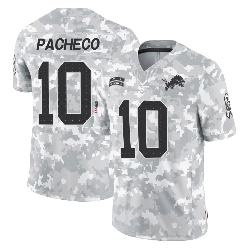 D.Lions #10 Isiah Pacheco Player Arctic Camo Salute To Service Limited Ldoa Stitched Jerseys