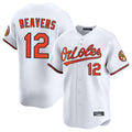 B.Orioles #12 Dylan Beavers Player White Limited Home Game Ldoa Stitched Jerseys