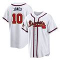 A.Braves #10 Chipper Jones Player White Gold Home Game Ldoa Stitched Jerseys