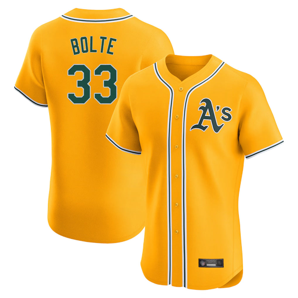 Athletics #33 Henry Bolte Player Gold Limited Elite Home Game Ldoa Stitched Jerseys
