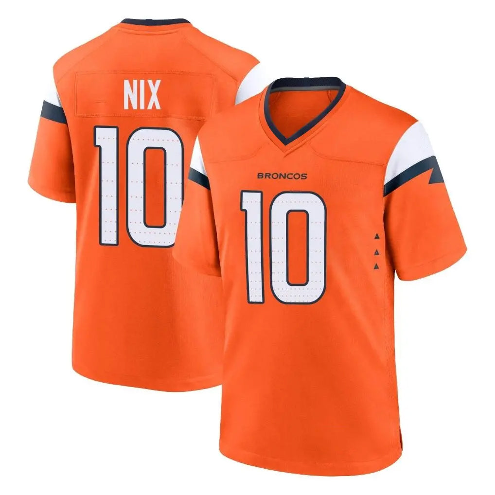 D.Broncos #10 Bo Nix Player Orange Home Game Ldoa Stitched Jerseys