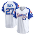A.Braves #27 Austin Riley Player White Throwback Cooperstown Collection T-shirt Game Ldoa Stitched Jerseys