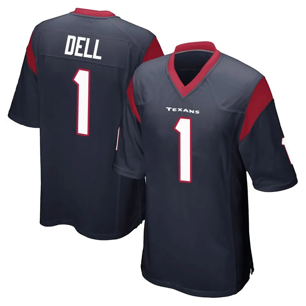 H.Texans #1 Tank Dell Player Navy Home Game Ldoa Stitched Jerseys