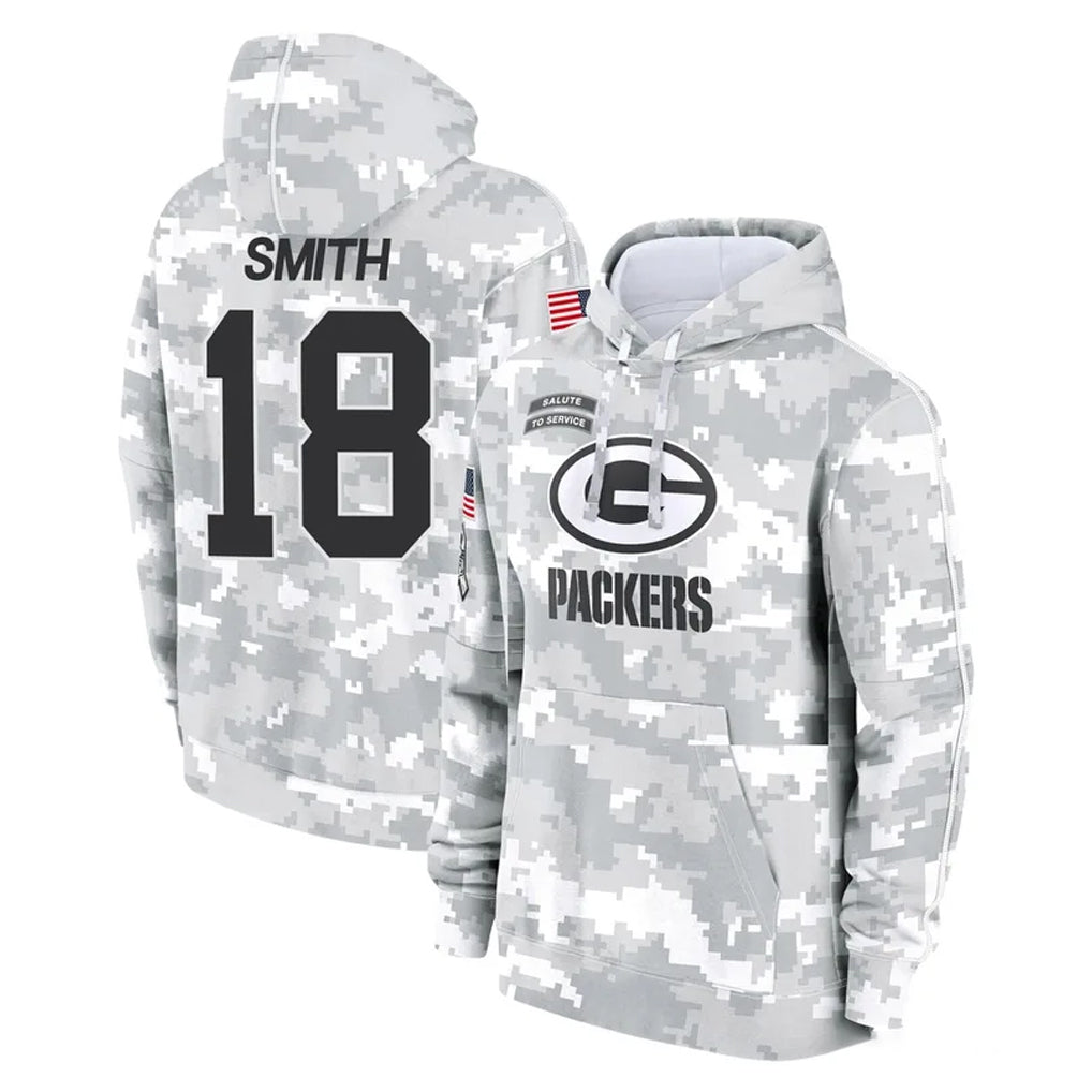 GB.Packers #18 Jonnu Smith Player Arctic Camo Salute to Service Hoodies Limited Game Ldoa Stitched Jerseys