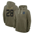 IN.Colts #28 Jonathan Taylor Player Olive Salute to Service Pullover Hoodies Limited Ldoa Stitched Jerseys