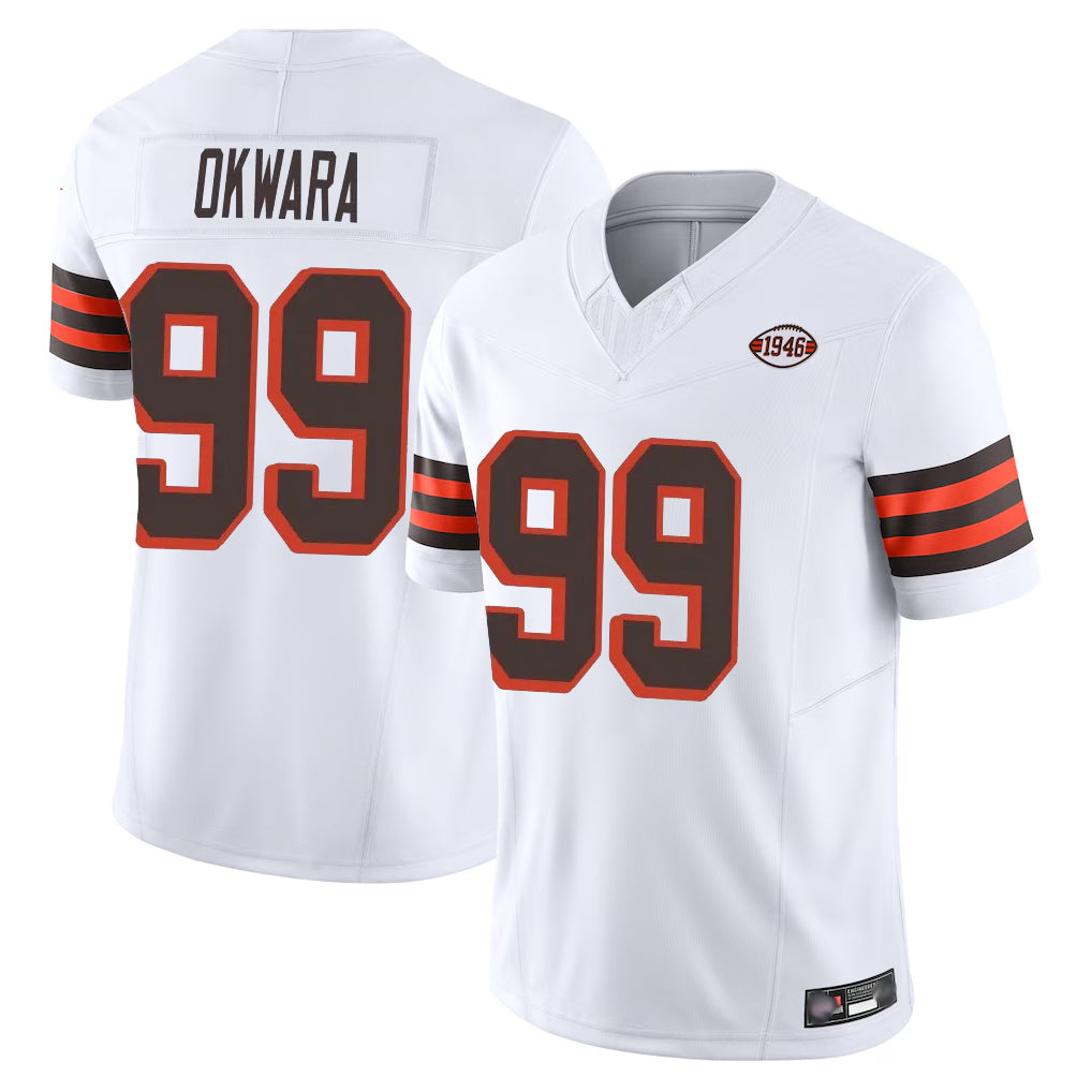 C.Browns #99 Julian Okwara Player White Limited Vapor F.U.S.E. Alternate Game Ldoa Stitched Jerseys