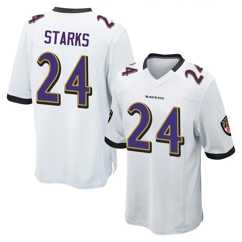 B.Ravens #24 Malaki Starks Player White Alternate Home Game Ldoa Stitched Jerseys
