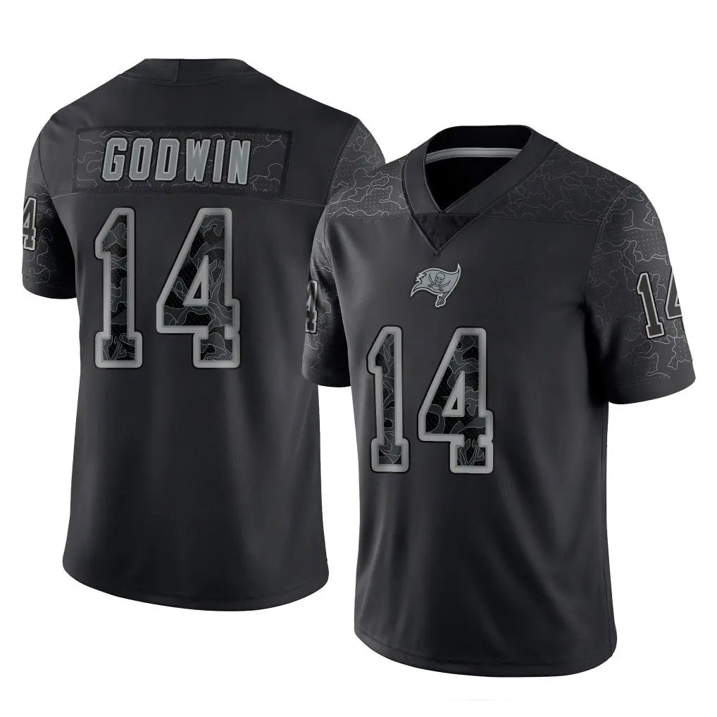 TB.Buccaneers #14 Chris Godwin Jr. Player Black Reflective Limited Home Game Ldoa Stitched Jerseys