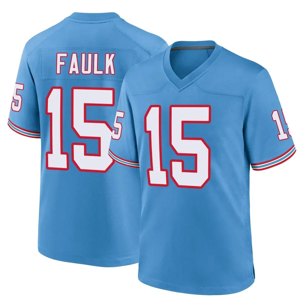 T.Titans #15 Keldric Faulk Player Light Blue Oilers Throwback Home Game Ldoa Stitched Jerseys