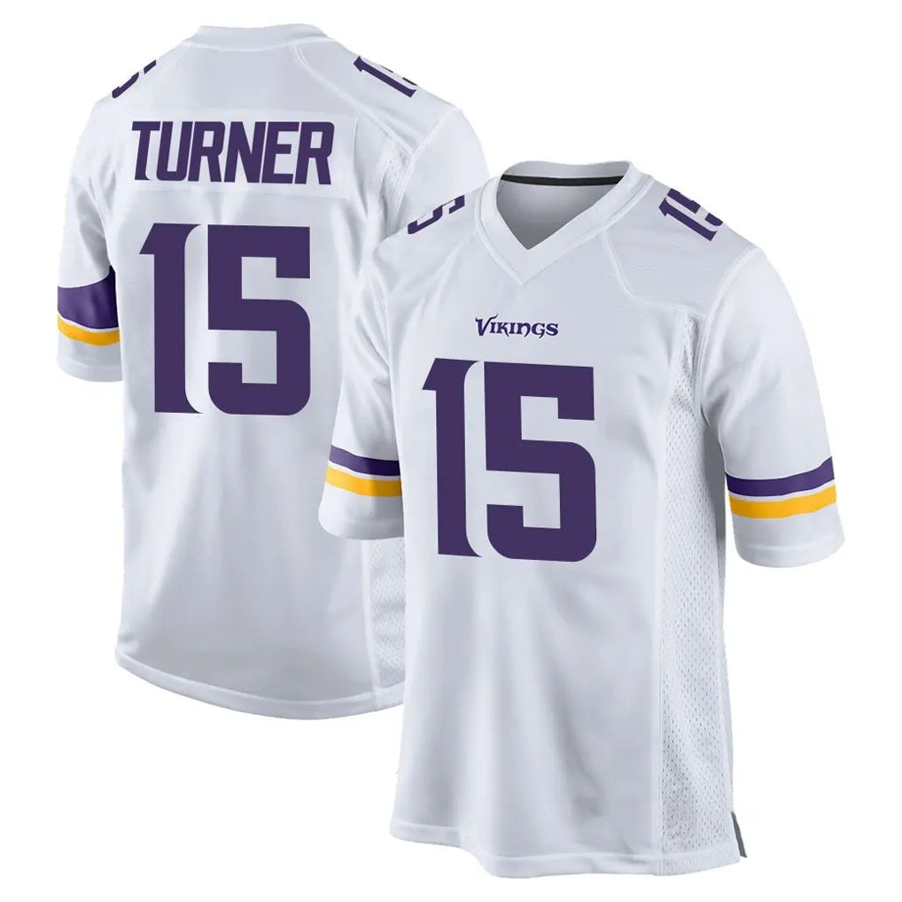 M.Vikings #15 Dallas Turner Player White Home Game Ldoa Stitched Jerseys