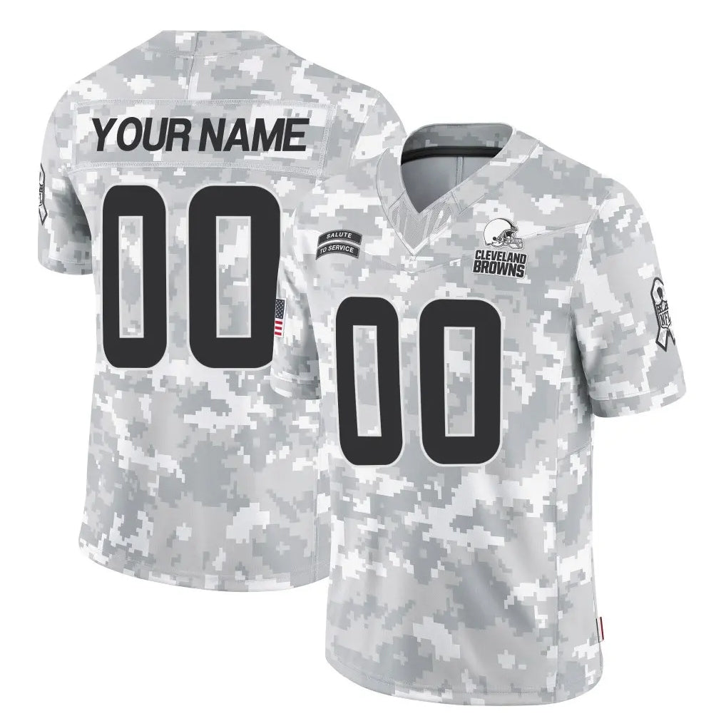 Custom C.Browns Arctic Camo Salute to Service Limited Home Game Any Name & Numbers Ldoa Stitched Jerseys