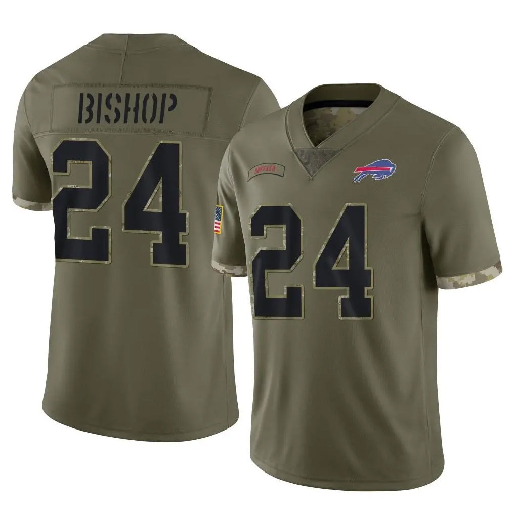 B.Bills #24 Cole Bishop Player Olive Salute To Service Game Ldoa Stitched Jerseys