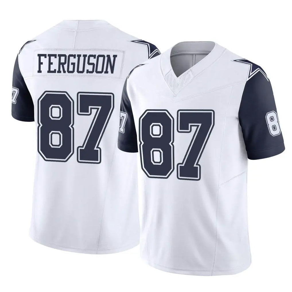 D.Cowboys #87 Jake Ferguson Player White-Navy Limited Vapor F.U.S.E. Home Game Ldoa Stitched Jerseys