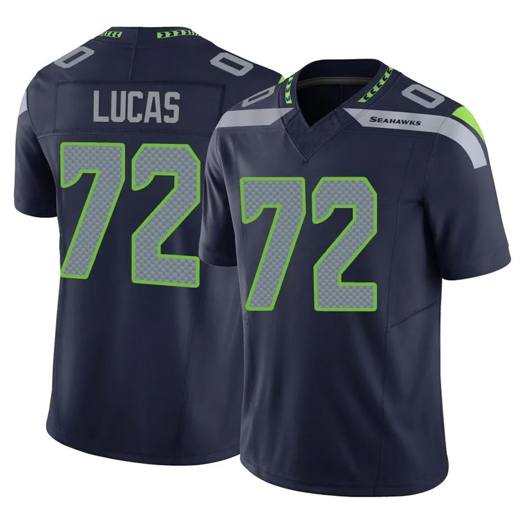 S.Seahawks #72 Abraham Lucas Player Navy Limited Vapor F.U.S.E. Home Game Ldoa Stitched Jerseys