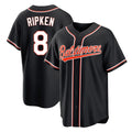 B.Orioles #8 Cal Ripken Player Black Out Home Game Ldoa Stitched Jerseys