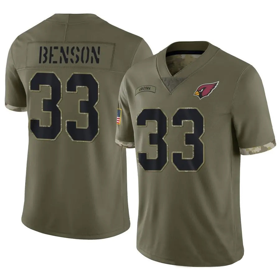 A.Cardinals #33 Trey Benson Player Olive Salute To Service Limited Game Ldoa Stitched Jerseys