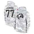 LA.Rams #77 Alaric Jackson Player Arctic Camo Salute to Service Hoodies Limited Game Ldoa Stitched Jerseys
