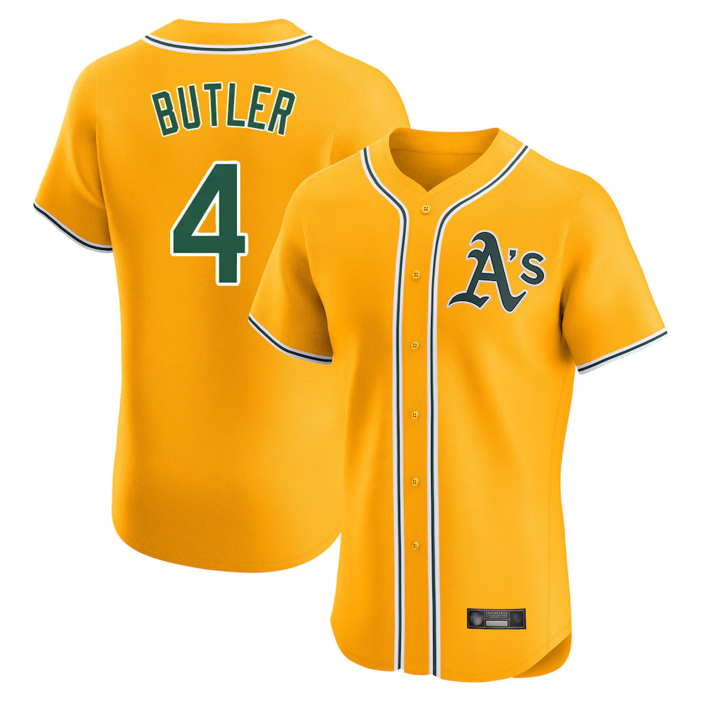 Athletics #4 Lawrence Butler Player Gold Limited Elite Home Game Ldoa Stitched Jerseys