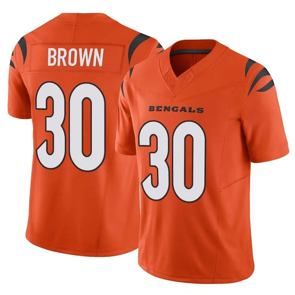 C.Bengals #30 Chase Brown Player Orange Vapor F.U.S.E. Limited Home Game Ldoa Stitched Jerseys