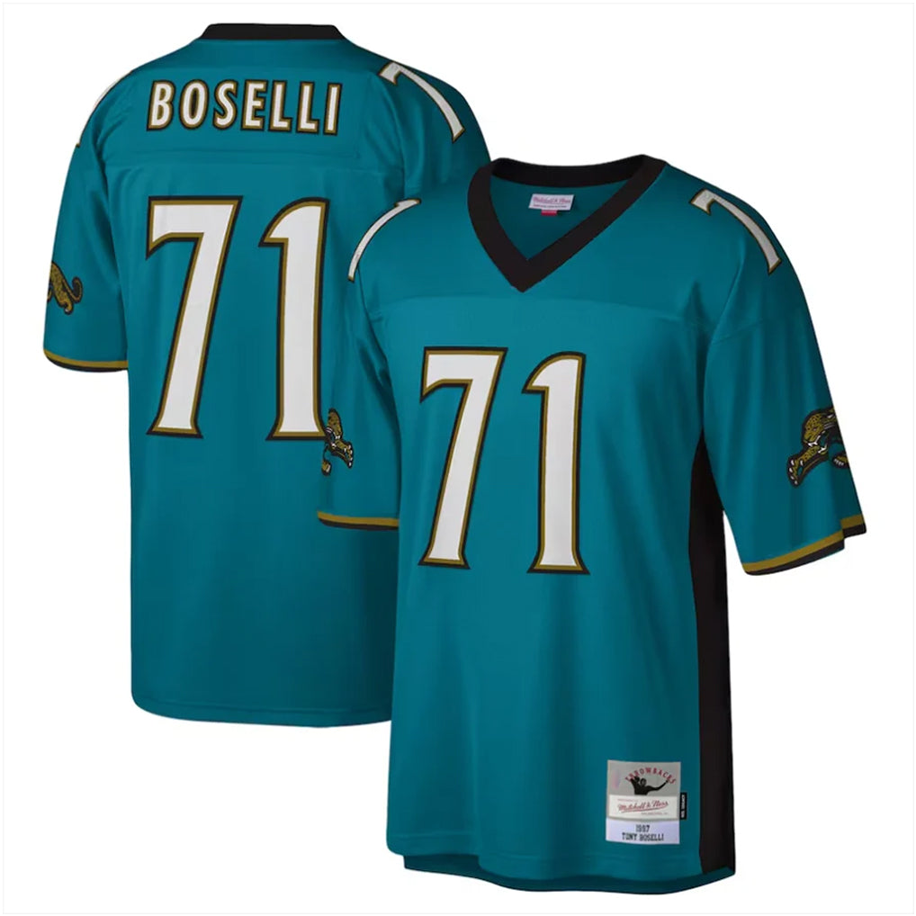 J.Jaguars #71 Tony Boselli Player Teal Mitchell & Ness Legacy Home Game Ldoa Stitched Jerseys