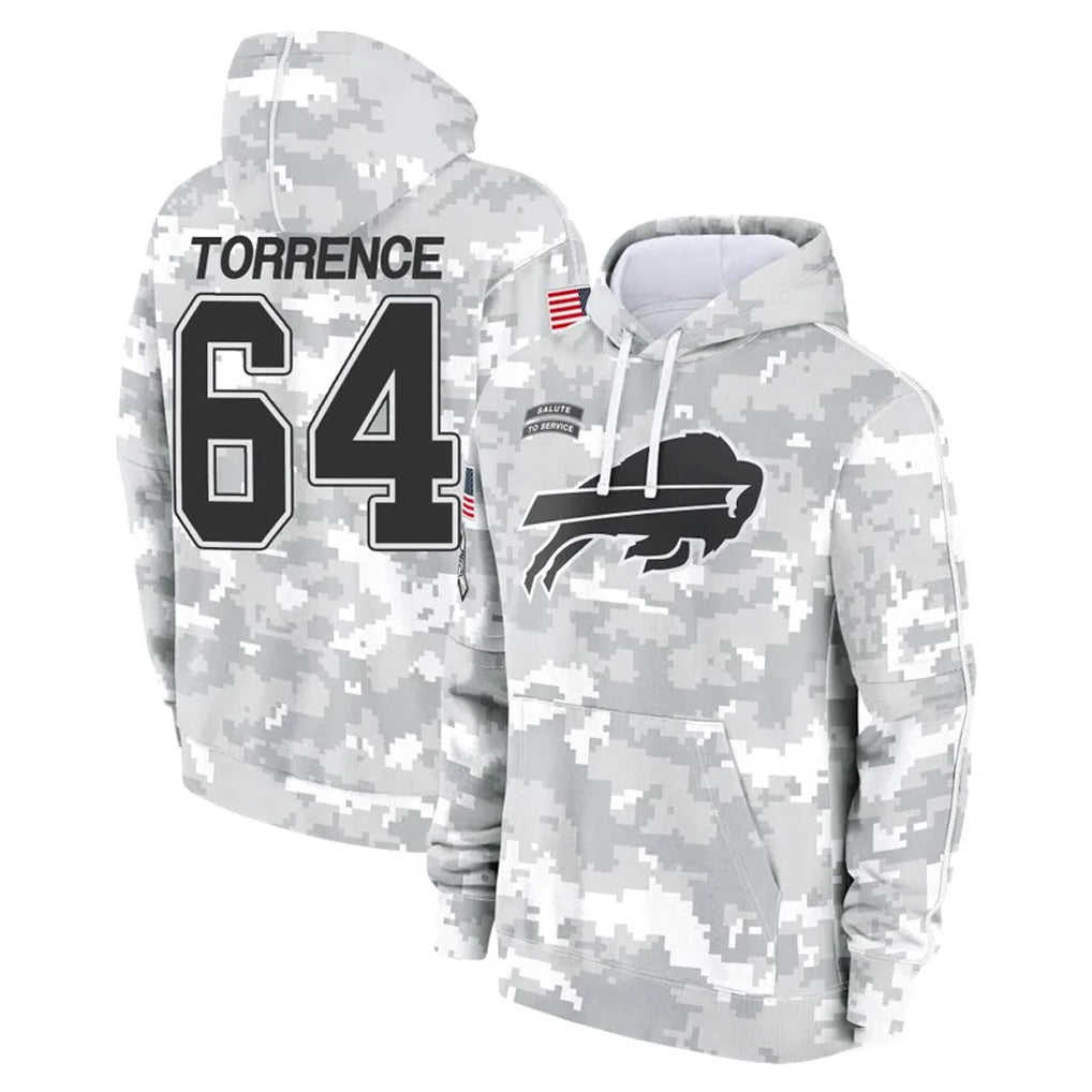 B.Bills #64 O'Cyrus Torrence Player Arctic Camo Salute to Service Hoodies Xdoa Stitched Jerseys