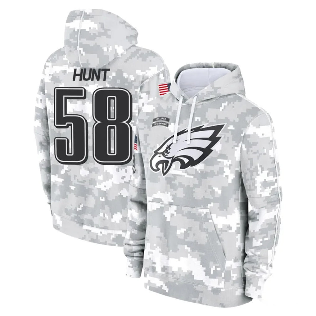 P.Eagles #58 Jalyx Hunt Player Arctic Camo Salute to Service Pullover Hoodies Limited Game Ldoa Stitched Jerseys