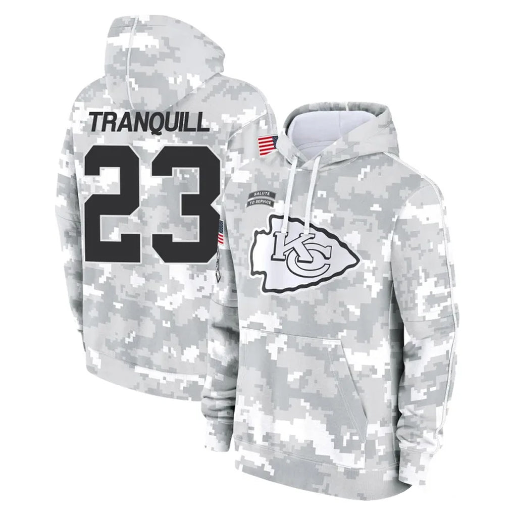 KC.Chiefs #23 Drue Tranquill Player Arctic Camo Salute to Service Hoodies Limited Game Ldoa Stitched Jerseys