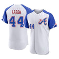 A.Braves #44 Hank Aaron Player White City Connect Limited Elite Home Game Ldoa Stitched Jerseys