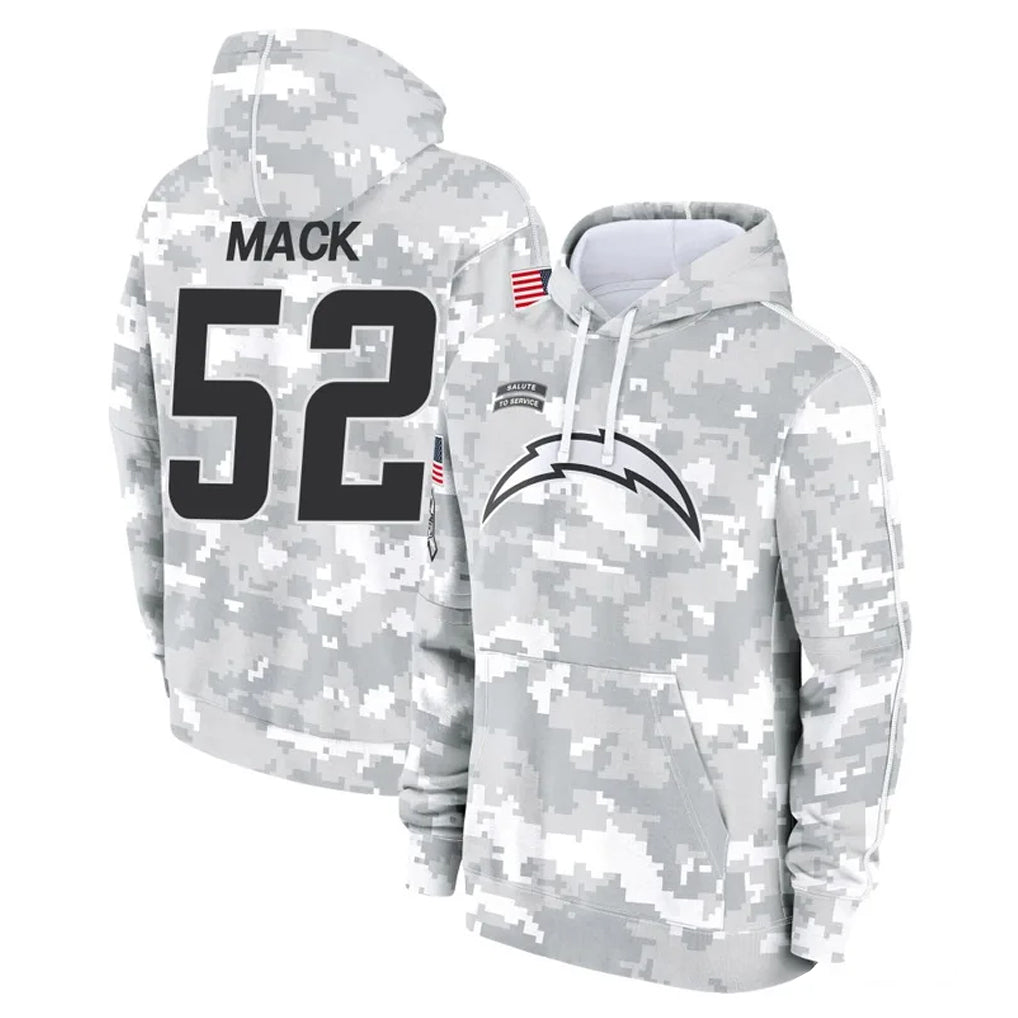 LA.Chargers #52 Khalil Mack Player Arctic Camo Salute to Service Hoodies Limited Game Ldoa Stitched Jerseys