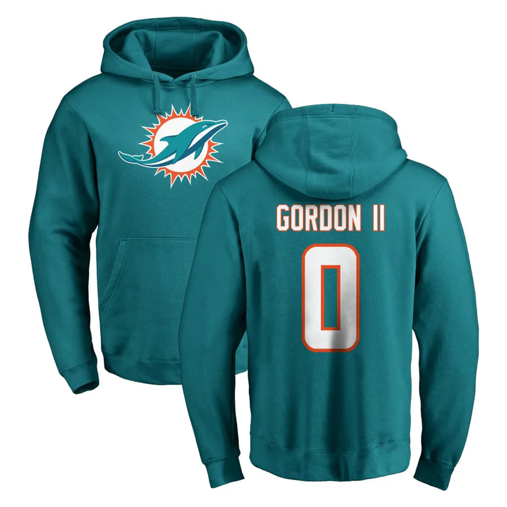 M.Dolphins #0 Ollie Gordon II Player Aqua LOGO Pullover Hoodies Limited Ldoa Stitched Jerseys