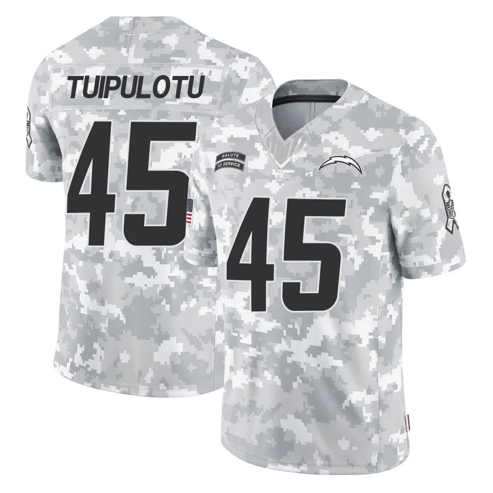 LA.Chargers #45 Tuli Tuipulotu Player Arctic Camo Salute To Service Limited Game Ldoa Stitched Jerseys