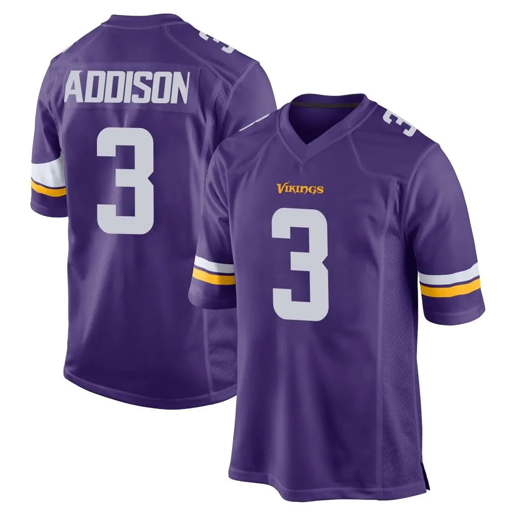 M.Vikings #3 Jordan Addison Player Purple Home Game Ldoa Stitched Jerseys