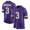 M.Vikings #3 Jordan Addison Player Purple Home Game Ldoa Stitched Jerseys
