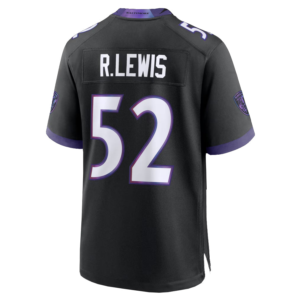 B.Ravens #52 Ray Lewis Player Black Home Game Ldoa Stitched Jerseys