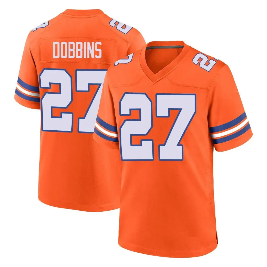D.Broncos #27 J.K. Dobbins Player Orange Alternate Collection Throwback Game Ldoa Stitched Jerseys