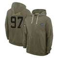 D.Cowboys #97 Kenny Clark Player Olive Salute to Service Pullover Hoodies Limited Ldoa Stitched Jerseys