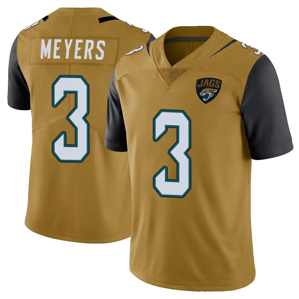 J.Jaguars #3 Jakobi Meyers Player Gold Vapor Limited Home Game Ldoa Stitched Jerseys