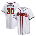 A.Braves #30 Drake Baldwin Player White Gold Home Game Ldoa Stitched Jerseys
