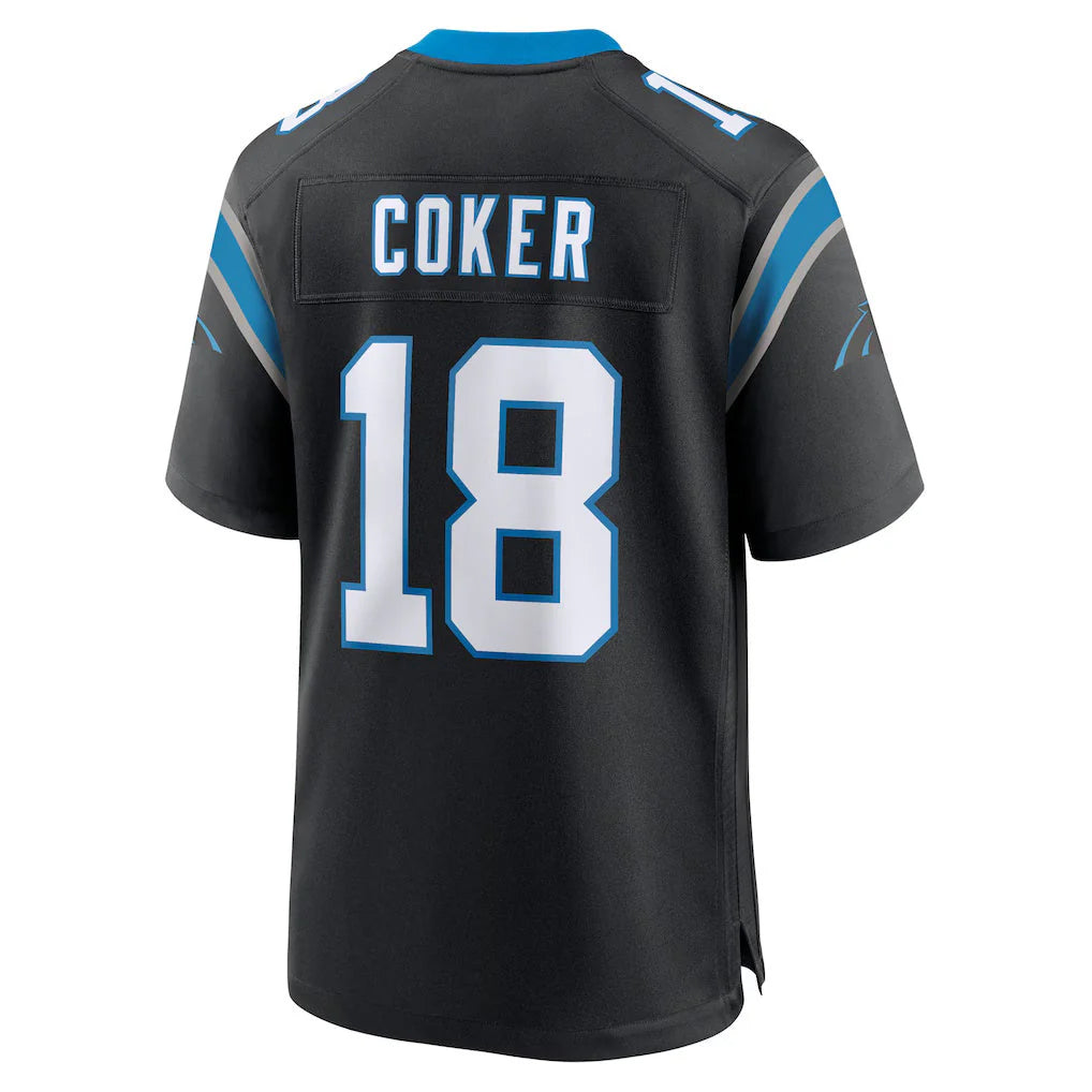 C.Panthers #18 Jalen Coker Player Black Home Game Ldoa Stitched Jerseys