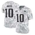 NE.Patriots #10 Drake Maye Player Arctic Camo Salute To Service Limited Game Ldoa Stitched Jerseys