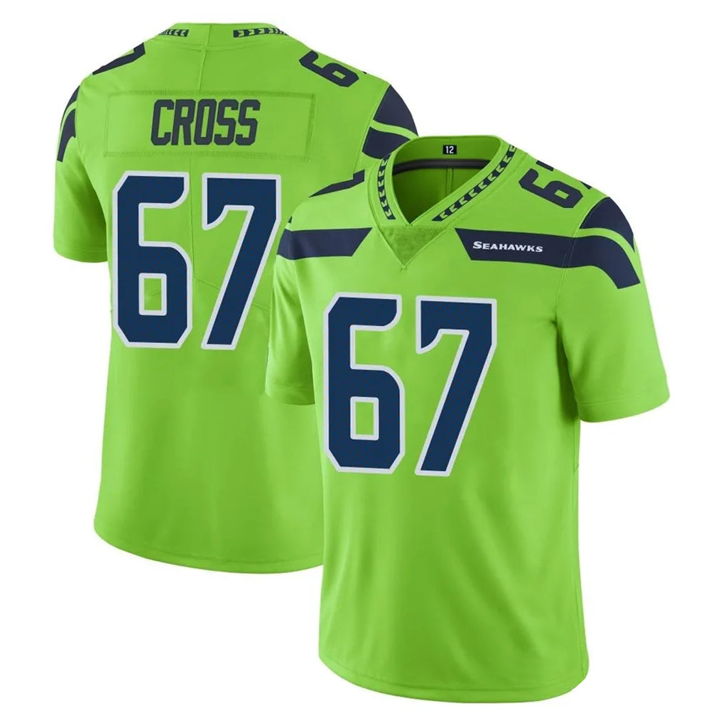 S.Seahawks #67 Charles Cross Player Green Limited Color Rush Home Game Ldoa Stitched Jerseys