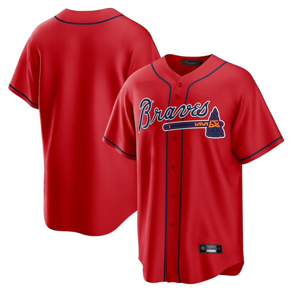 A.Braves ## Braves Blank Player Red Home Game Ldoa Stitched Jerseys