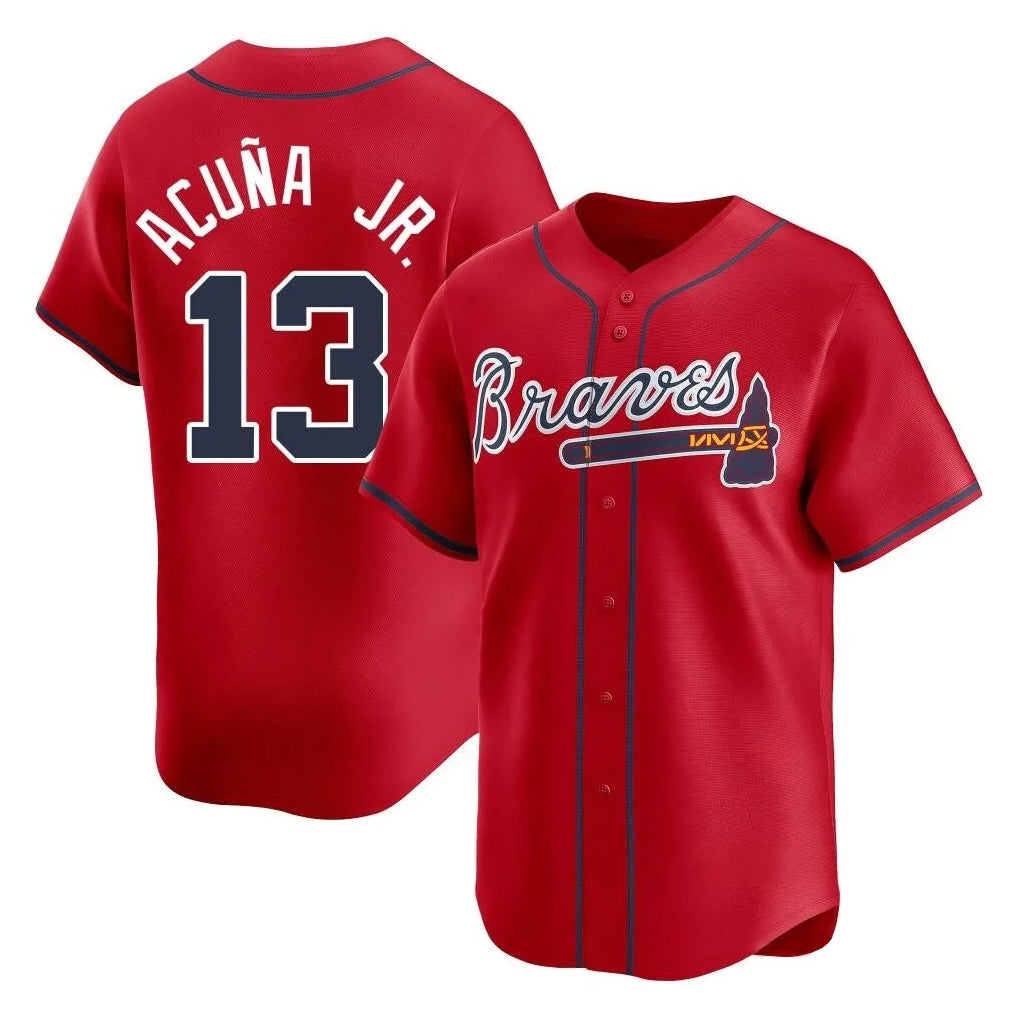A.Braves #13 Ronald Acuna Jr Player Red Limited Home Game Ldoa Stitched Jerseys