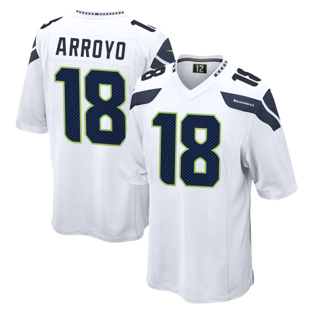 S.Seahawks #18 Elijah Arroyo Player White Home Game Ldoa Stitched Jerseys
