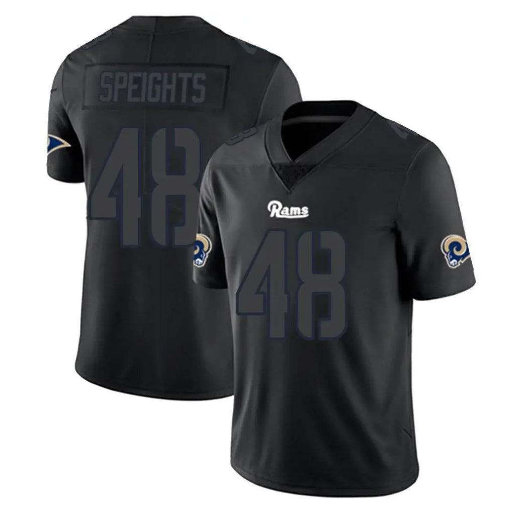 LA.Rams #48 Omar Speights Player Black Impact Limited Home Game Ldoa Stitched Jerseys