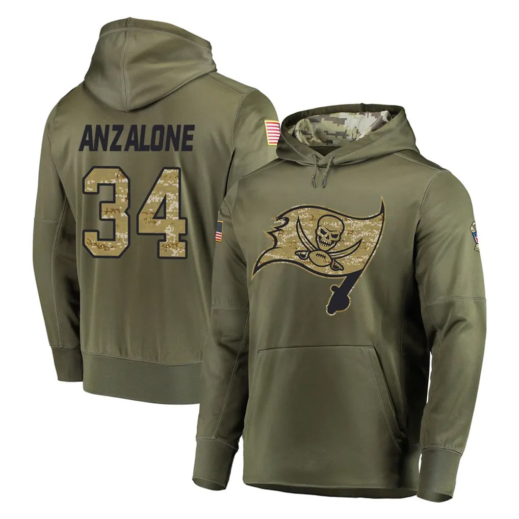 TB.Buccaneers #34 Alex Anzalone Player Olive Salute to Service Pullover Hoodie Home Game Ldoa Stitched Jerseys