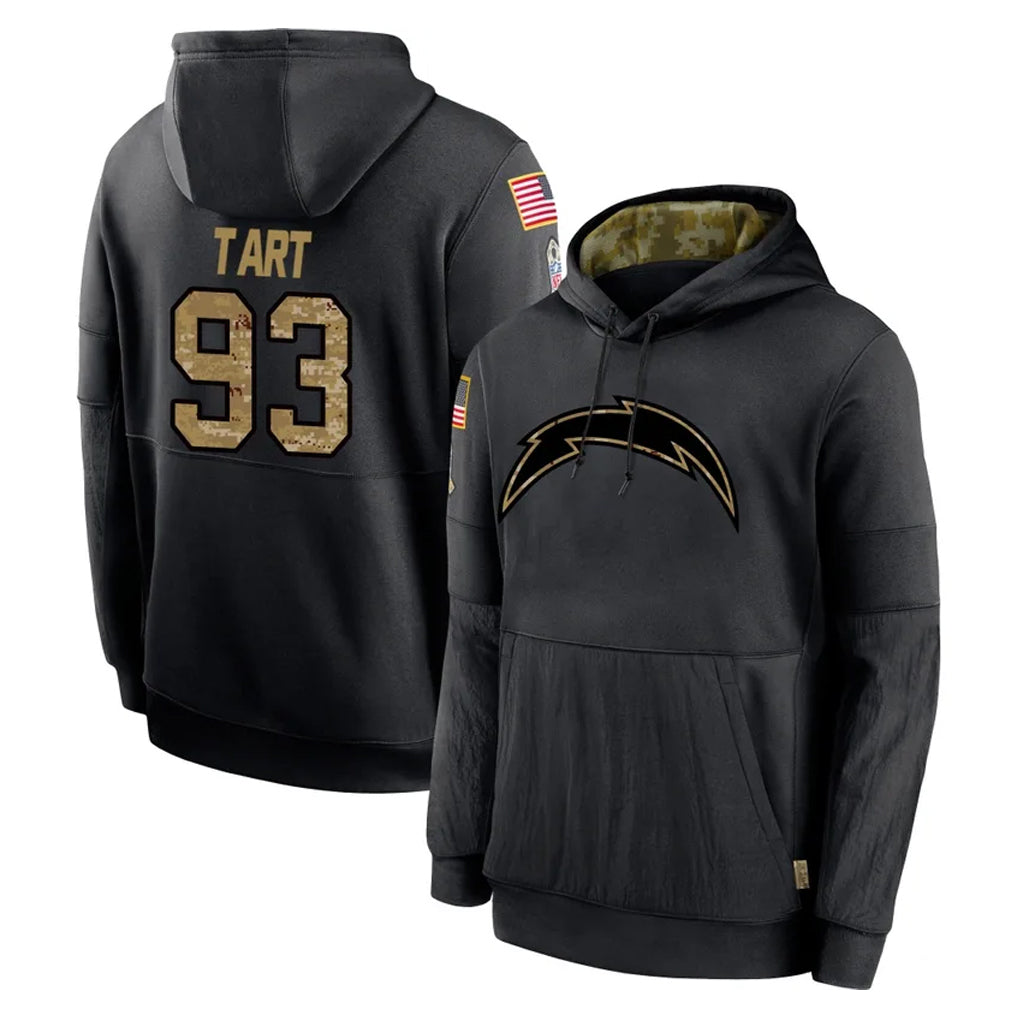 LA.Chargers #93 Teair Tart Player Black Salute to Service Hoodies Limited Game Ldoa Stitched Jerseys