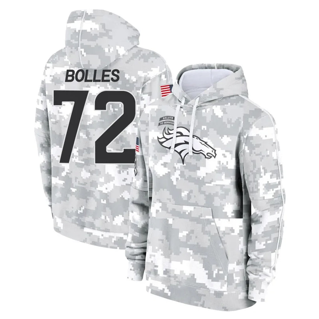 D.Broncos #72 Garett Bolles Player Arctic Camo Salute to Service Hoodies Limited Game Ldoa Stitched Jerseys