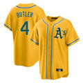 Athletics #4 Lawrence Butler Player Gold Alternate Home Game Ldoa Stitched Jerseys